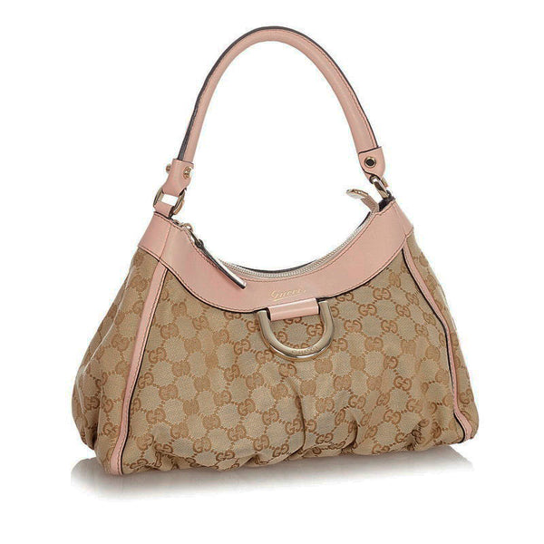 グッチ GGキャンバス アビー 190325 ピンク キャンバス レザー ハンドバッグ ショルダーバッグ 2WAY レディース GUCCI 【中古】