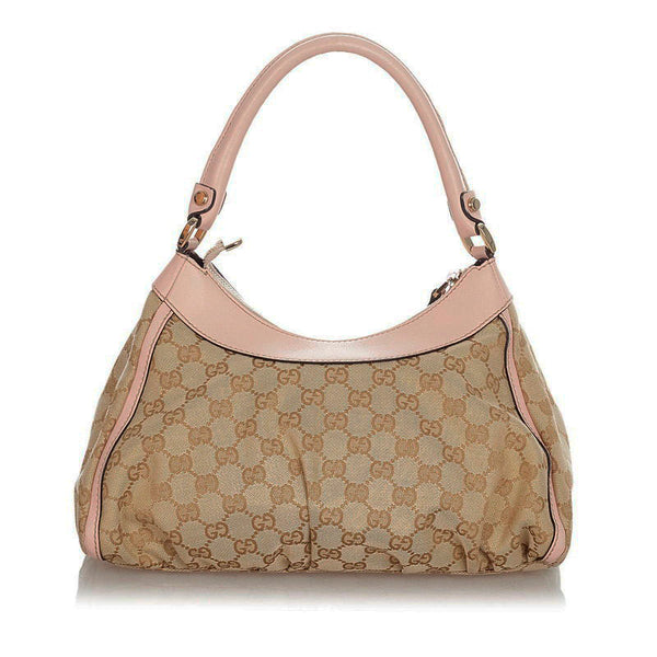 グッチ GGキャンバス アビー 190325 ピンク キャンバス レザー ハンドバッグ ショルダーバッグ 2WAY レディース GUCCI 【中古】