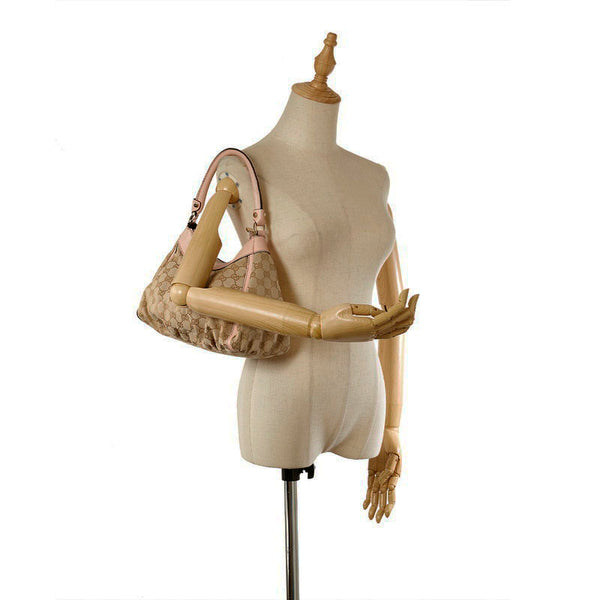 グッチ GGキャンバス アビー 190325 ピンク キャンバス レザー ハンドバッグ ショルダーバッグ 2WAY レディース GUCCI 【中古】