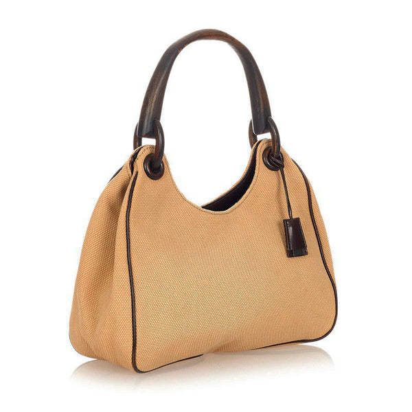 グッチ ウッド 106495 ベージュ キャンバス ショルダーバッグ レディース GUCCI 【中古】