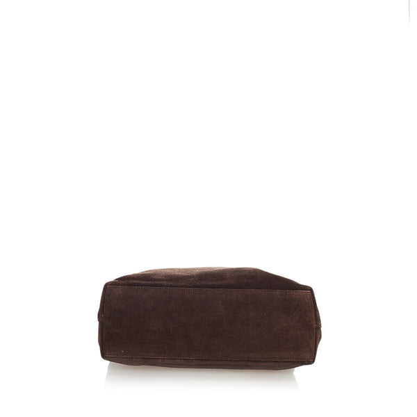 グッチ バンブー 001 3244 ダークブラウン スウェード ワンショルダー レディース GUCCI 【中古】