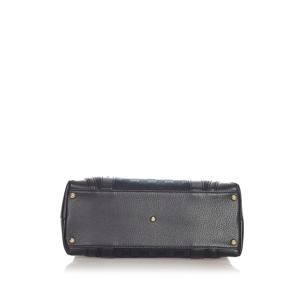 グッチ GGキャンバス 145761 ブラック ゴールド キャンバス レザー ハンドバッグ レディース GUCCI 【中古】