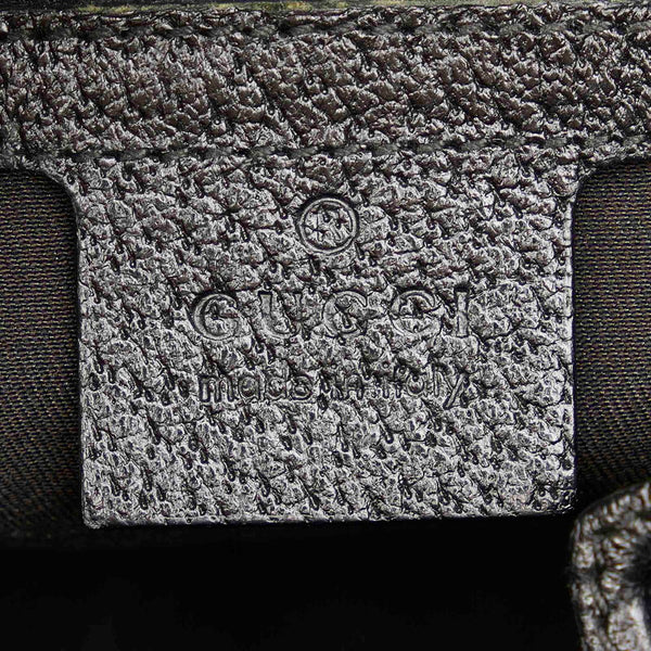 グッチ GGキャンバス 145761 ブラック ゴールド キャンバス レザー ハンドバッグ レディース GUCCI 【中古】