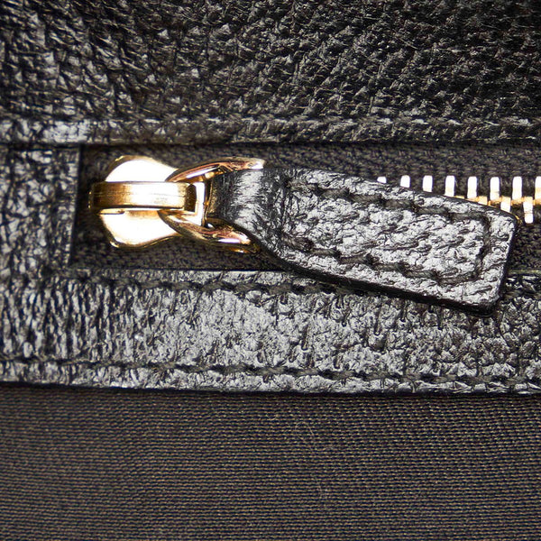 グッチ GGキャンバス 145761 ブラック ゴールド キャンバス レザー ハンドバッグ レディース GUCCI 【中古】