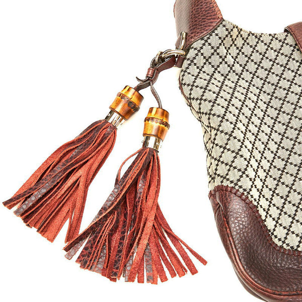 グッチ ディアマンテ ニュージャッキー 246907 ベージュ ブラウン キャンバス レザー ショルダーバッグ レディース GUCCI 【中古】