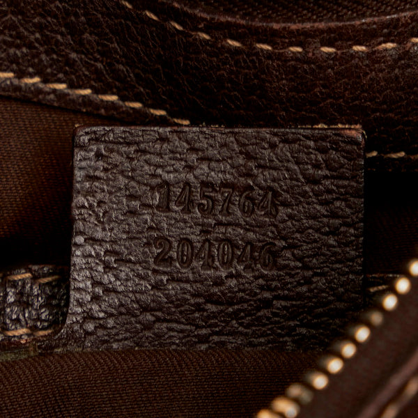 グッチ ホースビット 145764 ベージュ ブラウン キャンバス レザー ショルダーバッグ レディース GUCCI 【中古】