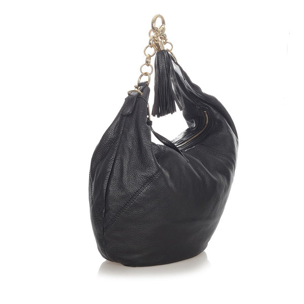 グッチ シエンナクロワッサン タッセル 269940 ブラック レザー チェーン ワンショルダー レディース GUCCI 【中古】