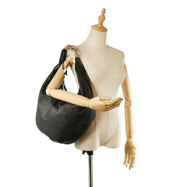 グッチ シエンナクロワッサン タッセル 269940 ブラック レザー チェーン ワンショルダー レディース GUCCI 【中古】