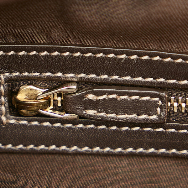 グッチ GGキャンバス リボン クイーンホーボー 189885 ベージュ ブラウン キャンバス レザー ワンショルダー レディース GUCCI 【中古】