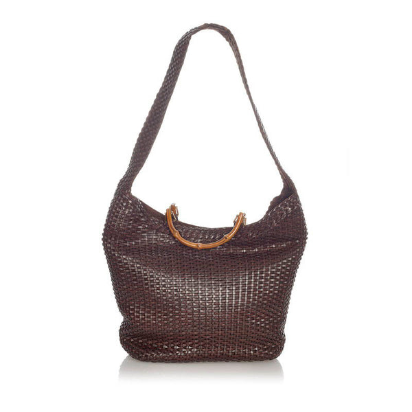 グッチ バンブー ブラウン レザー ハンドバッグ ショルダーバッグ 2WAY レディース GUCCI 【中古】