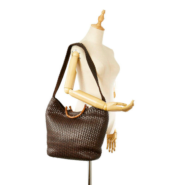 グッチ バンブー ブラウン レザー ハンドバッグ ショルダーバッグ 2WAY レディース GUCCI 【中古】