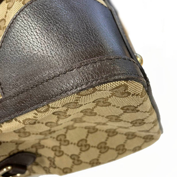 グッチ GGキャンバス シェリーライン  406868 ベージュ ブラウン  キャンバス レザー ボストンバッグ ショルダーバッグ 2WAY レディース GUCCI 【中古】