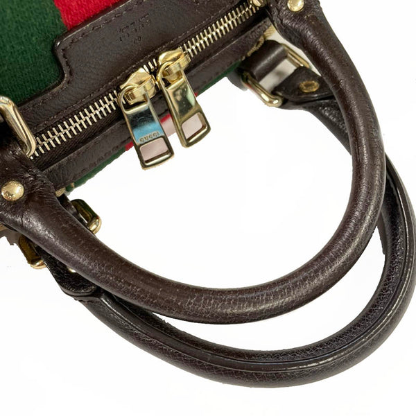 グッチ GGキャンバス シェリーライン  406868 ベージュ ブラウン  キャンバス レザー ボストンバッグ ショルダーバッグ 2WAY レディース GUCCI 【中古】