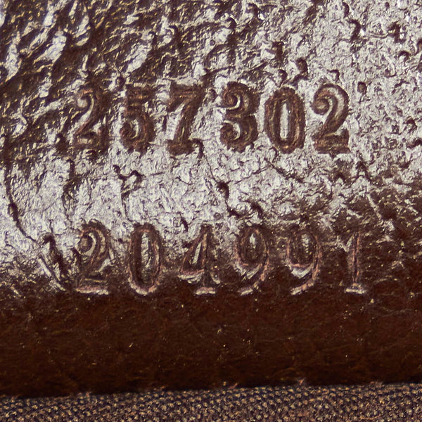 グッチ GG 257302 ブラウン ナイロン レザー トートバッグ レディース GUCCI 【中古】