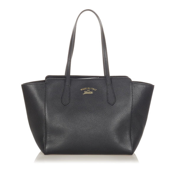 グッチ グッチスウィング 354408 ブラック カーフ トートバッグ レディース GUCCI 【中古】