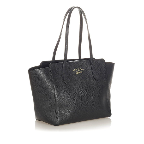 グッチ グッチスウィング 354408 ブラック カーフ トートバッグ レディース GUCCI 【中古】