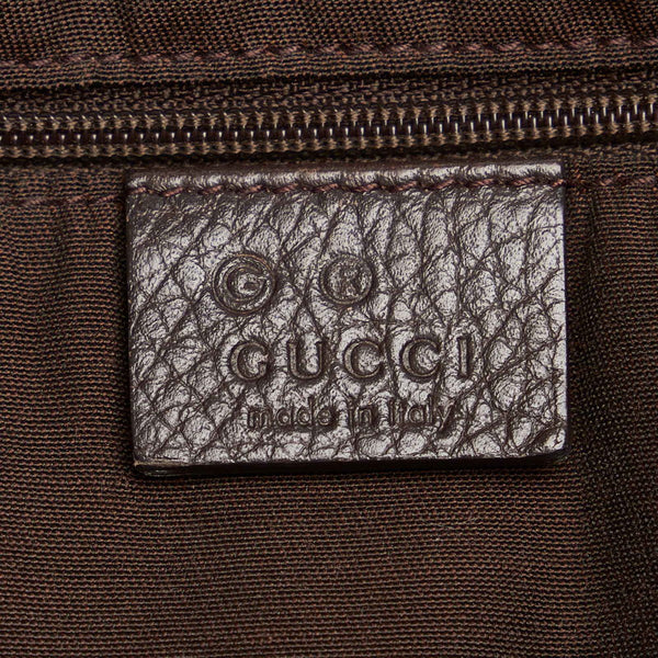 グッチ 341496 ダークブラウン レザー ショルダーバッグ トートバッグ レディース GUCCI 【中古】