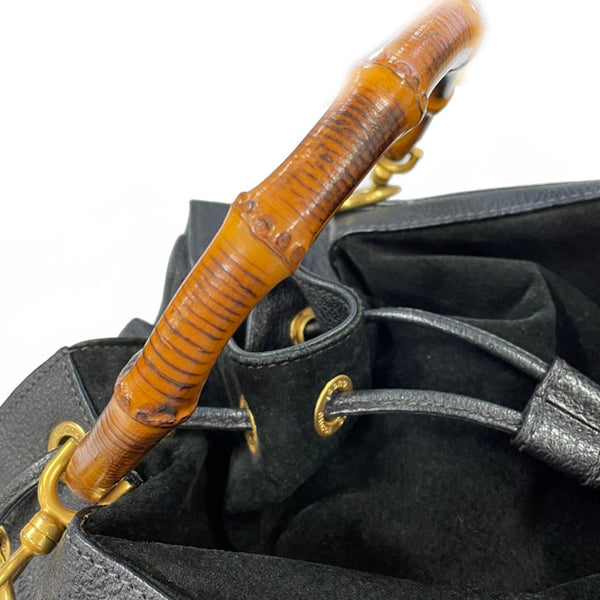 グッチ バンブー 001 2865 ブラック スウェード レザー ハンドバッグ ショルダーバッグ 2WAY レディース GUCCI 【中古】