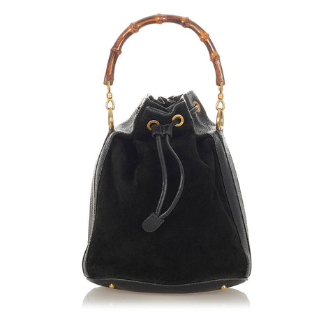 グッチ バンブー 001 2865 ブラック スウェード レザー ハンドバッグ ショルダーバッグ 2WAY レディース GUCCI 【中古】