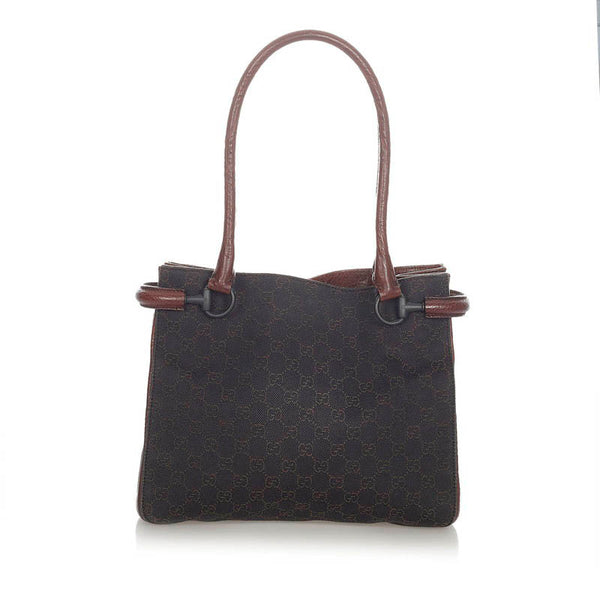 グッチ GGキャンバス ホースビット 101971 ブラウン キャンバス レザー トートバッグ レディース GUCCI 【中古】