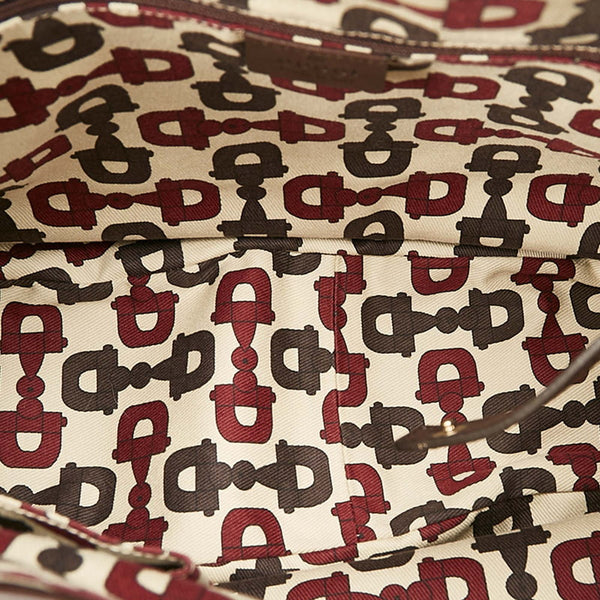 グッチ グッチシマ  アビー 130736 ダークブラウン レザー トートバッグ レディース GUCCI 【中古】