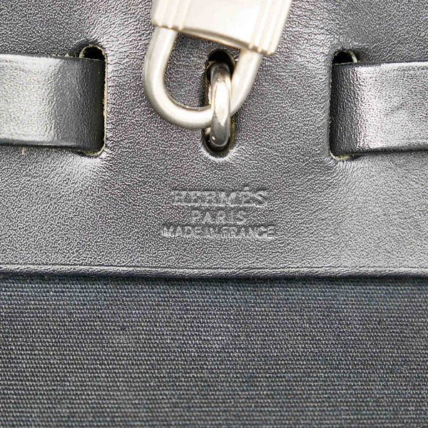 エルメス エールバッグPM ブラック トワルアッシュ レザー ハンドバッグ レディース HERMES □F刻印 【中古】