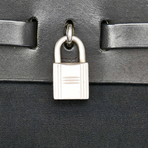 エルメス エールバッグPM ブラック トワルアッシュ レザー ハンドバッグ レディース HERMES □F刻印 【中古】