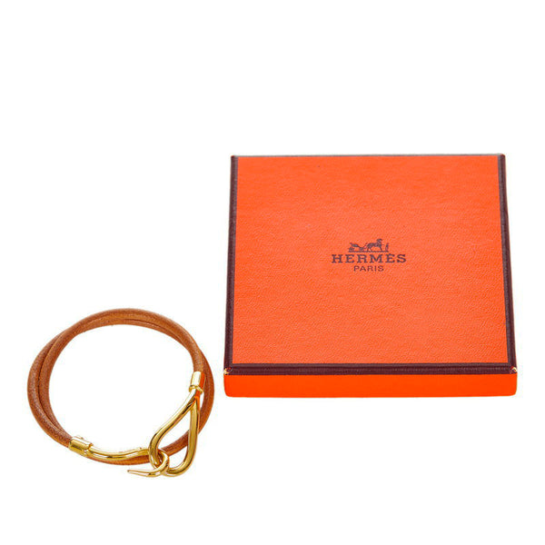 エルメス ブラウン ゴールド レザー メッキ ブレスレット レディース HERMES 【中古】