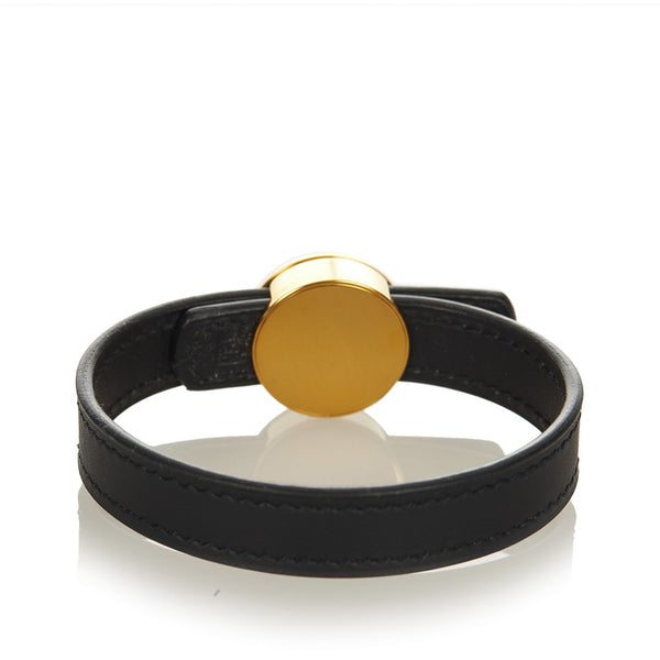 エルメス ブラック メッキ レザー ブレスレット レディース HERMES □I刻印 【中古】