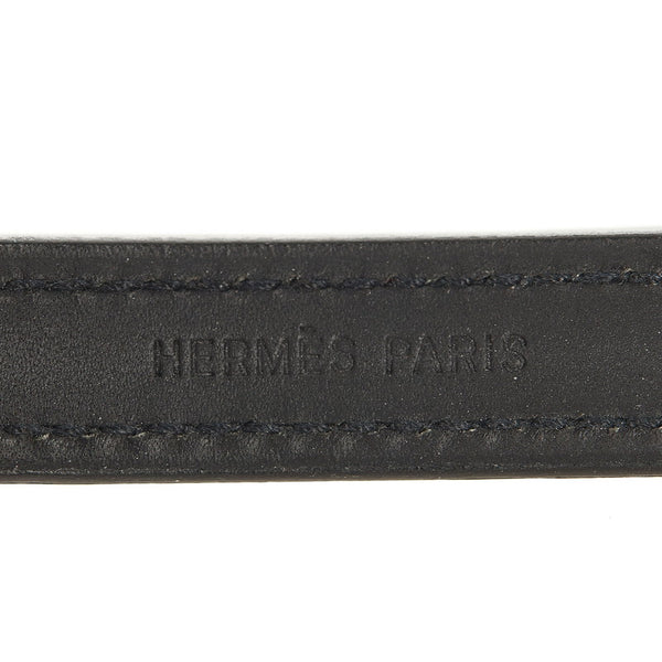 エルメス ブラック メッキ レザー ブレスレット レディース HERMES □I刻印 【中古】