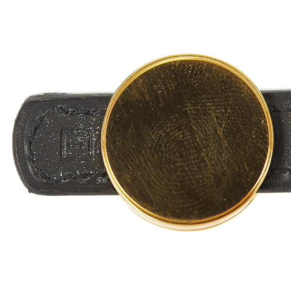 エルメス ブラック メッキ レザー ブレスレット レディース HERMES □I刻印 【中古】