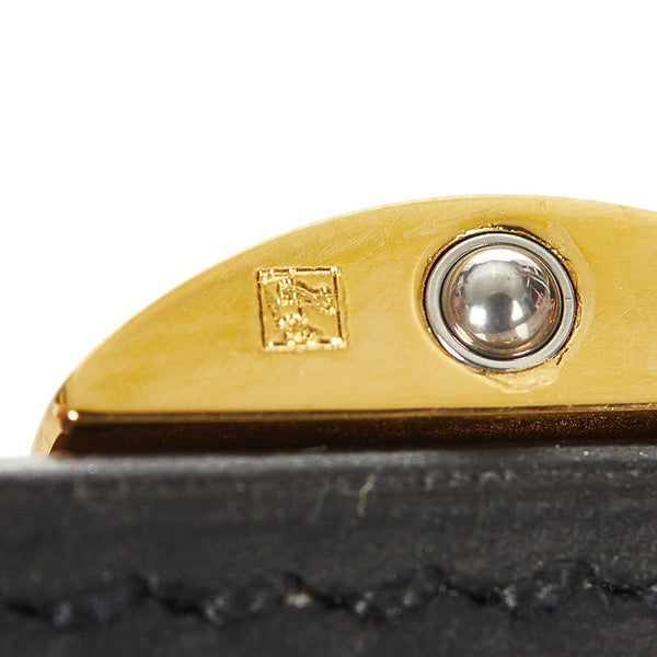 エルメス ブラック メッキ レザー ブレスレット レディース HERMES □I刻印 【中古】