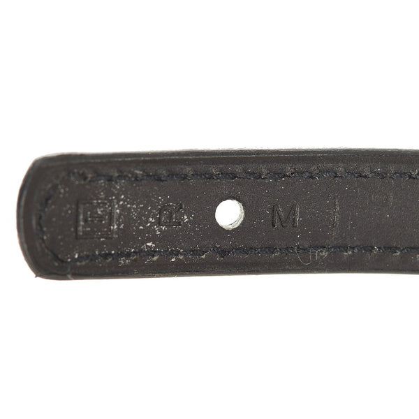 エルメス ブラック メッキ レザー ブレスレット レディース HERMES □I刻印 【中古】