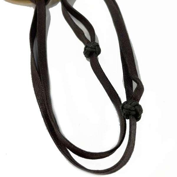 エルメス ベージュ ダークブラウン バッファローホーン イスム  ネックレス レディース HERMES 【中古】