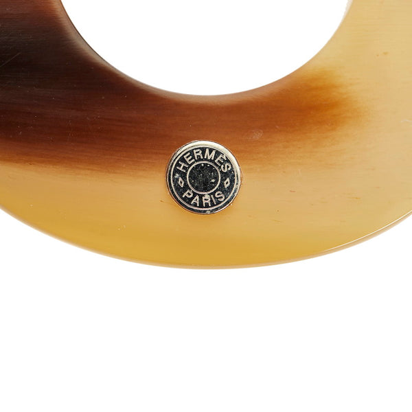 エルメス ベージュ ダークブラウン バッファローホーン イスム  ネックレス レディース HERMES 【中古】