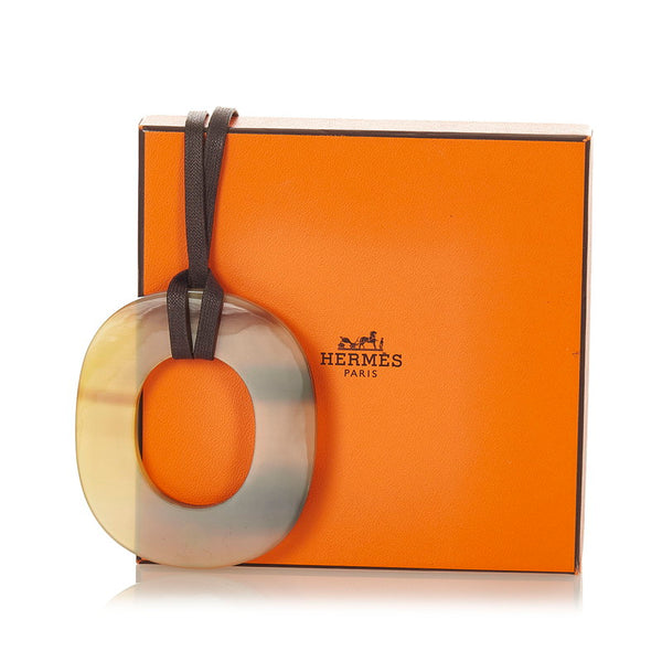 エルメス ベージュ ダークブラウン バッファローホーン イスム  ネックレス レディース HERMES 【中古】