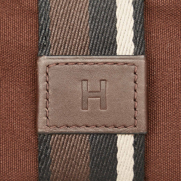 エルメス トロカホリゾンタルPM ブラウン キャンバス ハンドバッグ レディース HERMES 【中古】