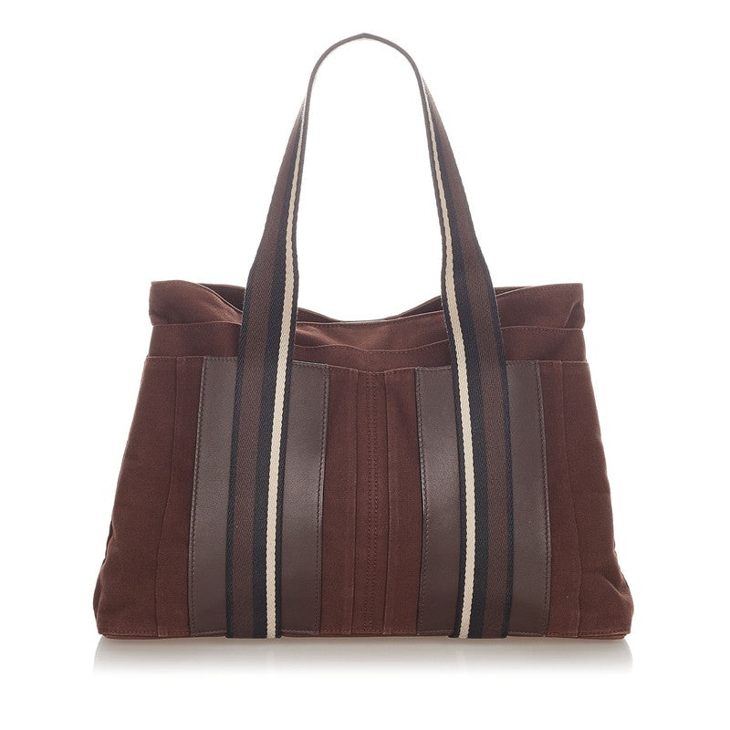 エルメス トロカホリゾンタルPM ブラウン キャンバス ハンドバッグ レディース HERMES 【中古】