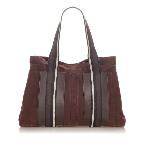 エルメス トロカホリゾンタルPM ブラウン キャンバス ハンドバッグ レディース HERMES 【中古】