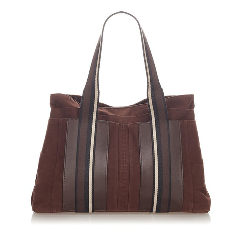 エルメス トロカホリゾンタルPM ブラウン キャンバス ハンドバッグ レディース HERMES 【中古】