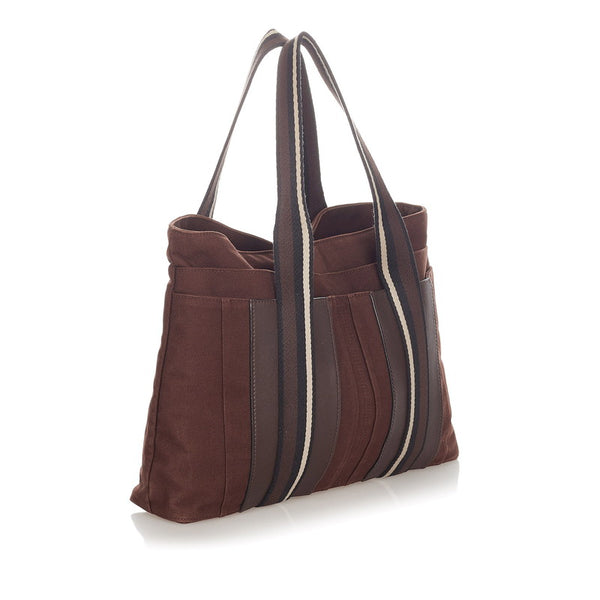 エルメス トロカホリゾンタルPM ブラウン キャンバス ハンドバッグ レディース HERMES 【中古】