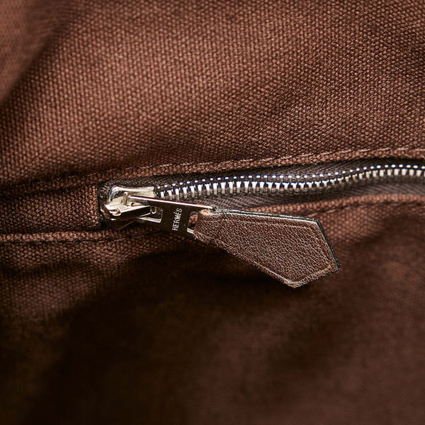 エルメス トロカホリゾンタルPM ブラウン キャンバス ハンドバッグ レディース HERMES 【中古】