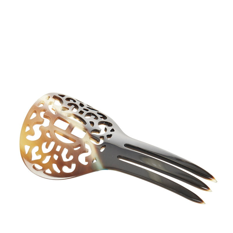 エルメス ベージュ ブラウン バッファローホーン 髪飾り・かんざし レディース HERMES 【中古】