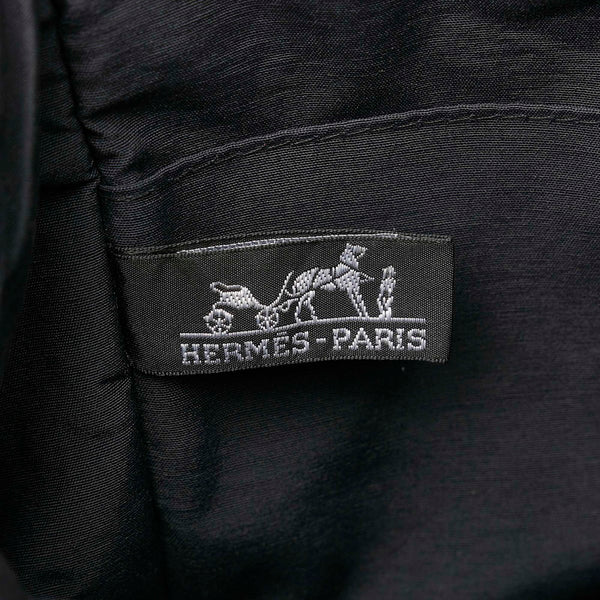 エルメス フールトゥ ブラック グレー コットン キャンバス クラッチバッグ メンズ HERMES 【中古】