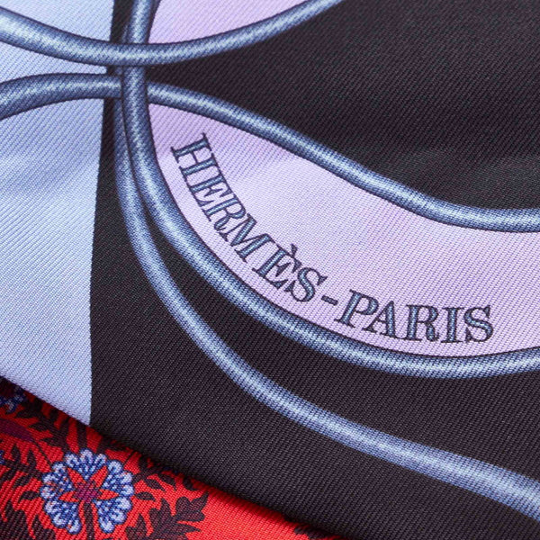 エルメス マキシツイリー スカーフ ネイビー レッド シルク レディース HERMES 【中古】