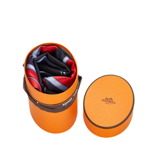 エルメス マキシツイリー スカーフ ネイビー レッド シルク レディース HERMES 【中古】