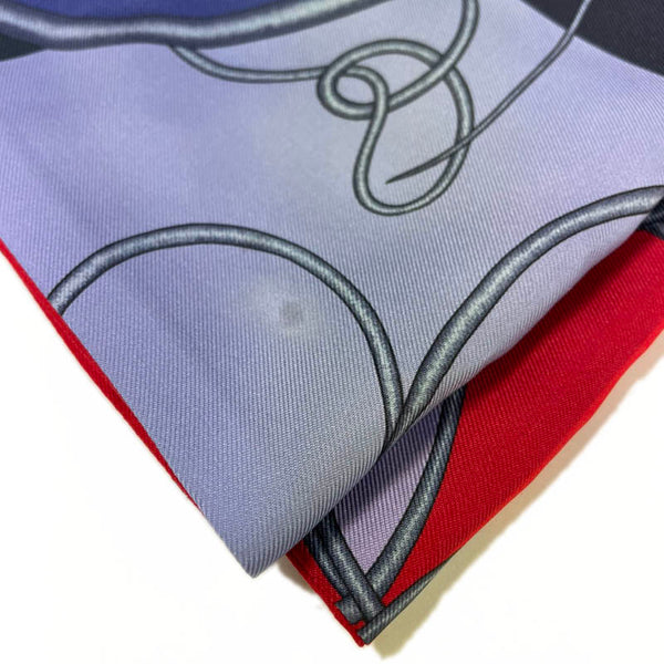 エルメス マキシツイリー スカーフ ネイビー レッド シルク レディース HERMES 【中古】