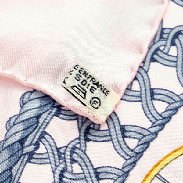 エルメス カレ90 ピンク グレー シルク スカーフ レディース HERMES 【中古】