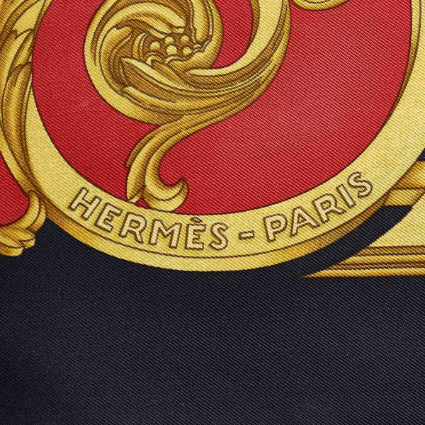 エルメス カレ90 LES TUILERIES チュイルリー公園 キャメル レッド マルチ シルク スカーフ レディース HERMES 【中古】