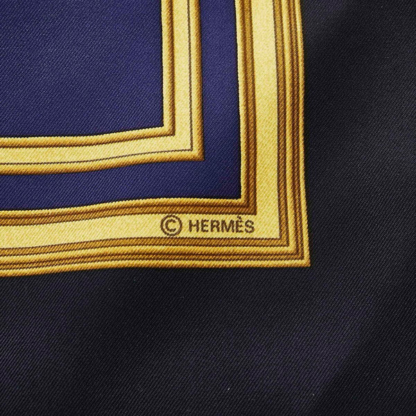 エルメス カレ90 LES TUILERIES チュイルリー公園 キャメル レッド マルチ シルク スカーフ レディース HERMES 【中古】
